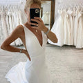 Elegant Mermaid Wedding Dress V-Neck Spaghetti Straps Open Back Simple Bridal Gowns Sweep Train Vestidos De Novia