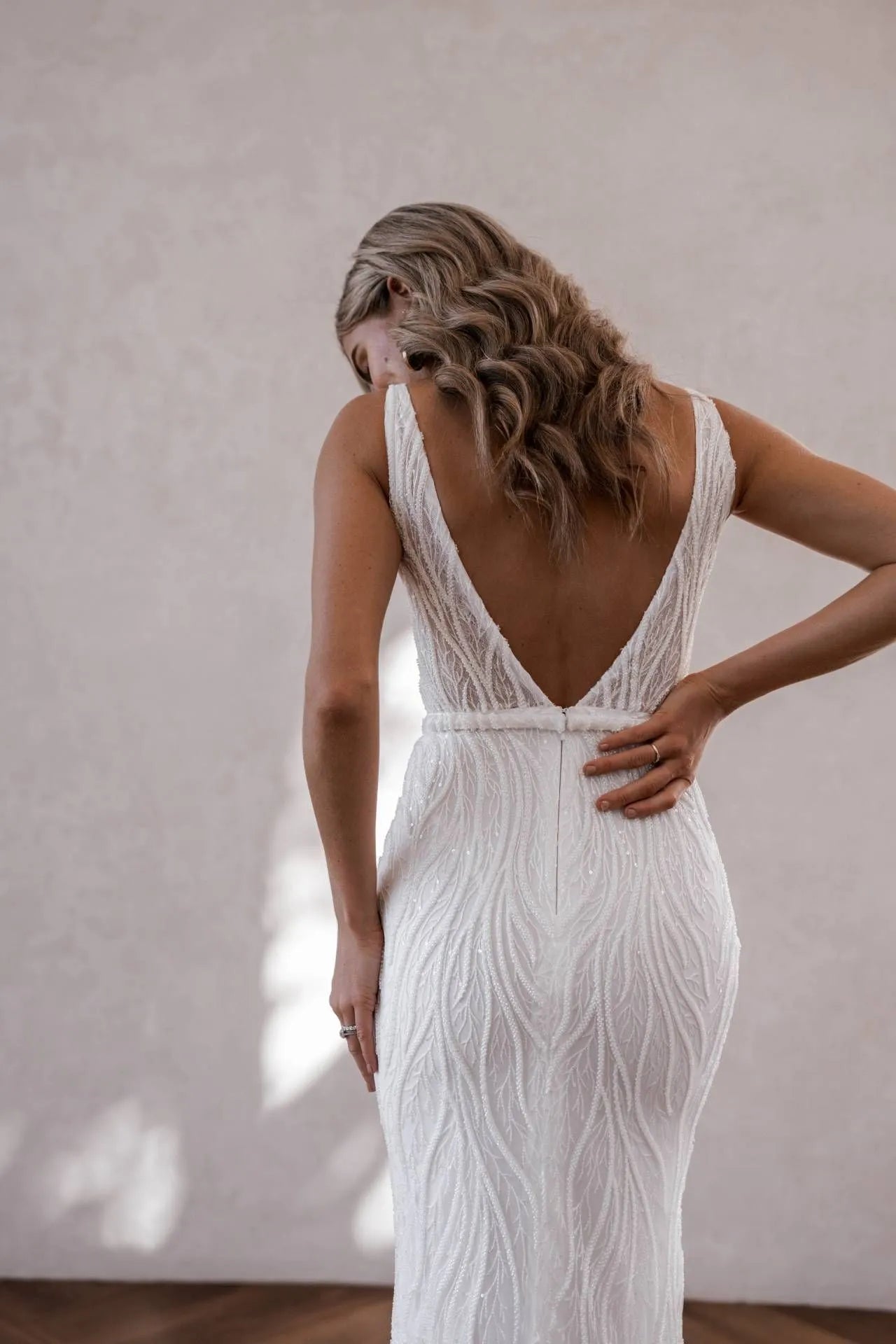 Lace Spaghetti Strap Mermaid Wedding Dresses Square Collar Beading Backless Court Train Bridal Gowns Boho Custom Made