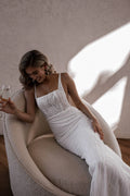 Lace Spaghetti Strap Mermaid Wedding Dresses Square Collar Beading Backless Court Train Bridal Gowns Boho Custom Made