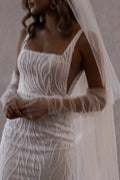 Lace Spaghetti Strap Mermaid Wedding Dresses Square Collar Beading Backless Court Train Bridal Gowns Boho Custom Made