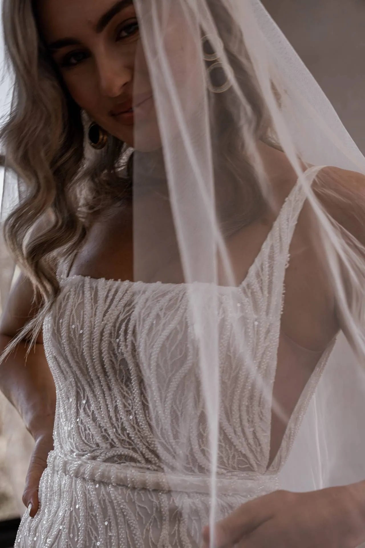Lace Spaghetti Strap Mermaid Wedding Dresses Square Collar Beading Backless Court Train Bridal Gowns Boho Custom Made