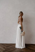Simple Deep V Neck Spaghetti Straps Side Slit Chiffon Wedding Dresses Elegant Backless A-Line Bridal Gowns Vestidos De Novia