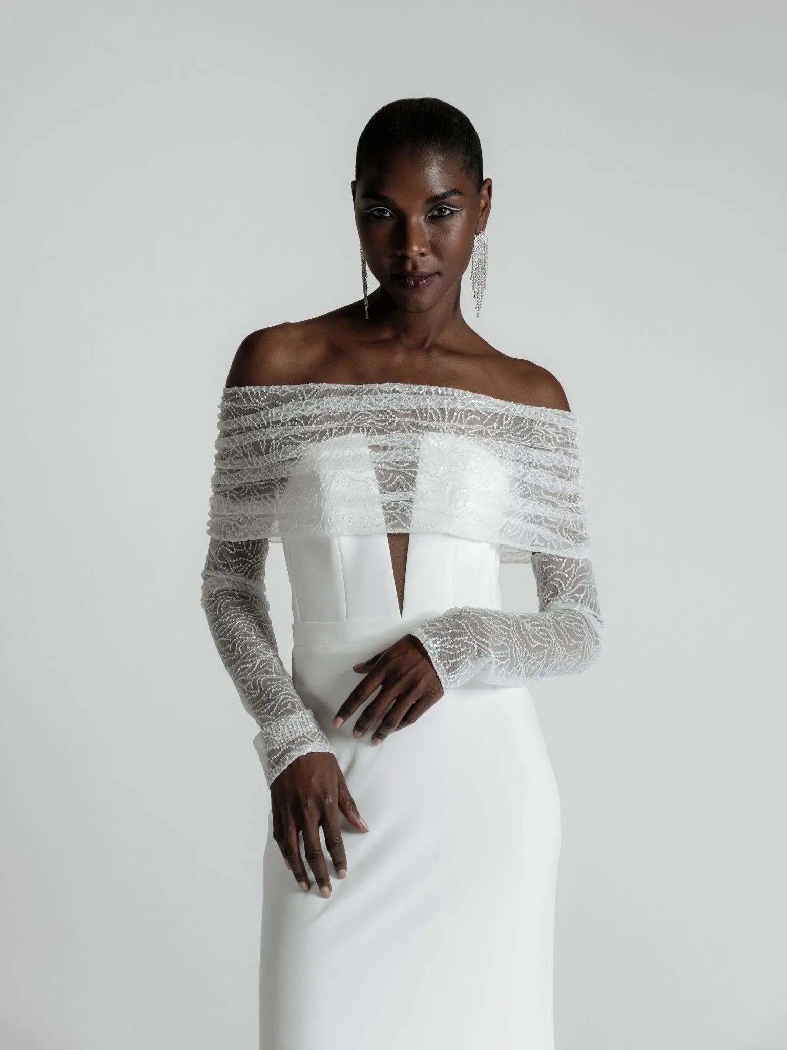 Haut bandeau de mariage avec paillettes Robe de mariée moderne Robe de