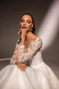 Elegant V Neck Women Wedding Dresses Sexy Long Sleeves A-Line Bridal Gowns Princess Engagement Ball Vestidos De Novia Customized