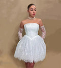 Vintage Puff Long Sleeves Lace Wedding Dresses Gowns Applique A Line Short Modest Formal Princess Bride Bridal Gown Dress
