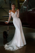 Spaghetti Straps Wedding Dresses Mermaid Appliques Wedding Dress Floor Length Wedding Gown For Civil Wedding Ivory