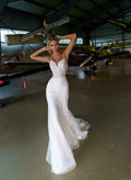 Spaghetti Straps Wedding Dresses Mermaid Appliques Wedding Dress Floor Length Wedding Gown For Civil Wedding