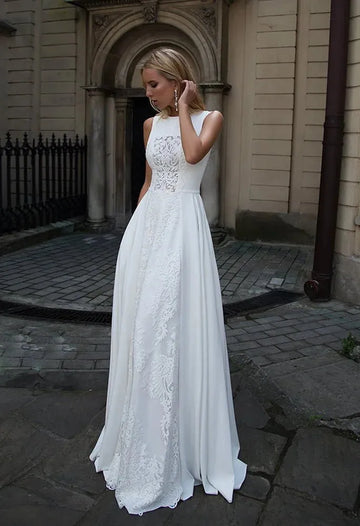 Sleek Sheath Wedding Gown with Strapless Jewel Neckline, Exquisite Lace Detailing, and a Flattering Dropped Waist for a Sophisticated and Timeless Bridal Look