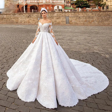 Luxury Wedding Dress Vintage With Organza Ball Gown Boat Neck Sleeveless Lace Bride Gowns Appliques Back Lace Uprobes De Mariée 50cm