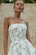 Beach Sleeveless Mini Length Short Wedding Party Dress Strapless Lace Appliques A Line Simple Bridal Gown Robe De Mariee