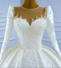 Ball Gown Matte Satin Wedding Dresses Sweetheart Long Sleeve Vestido De Novia Lace Beaded Elegant Robe De Mariee