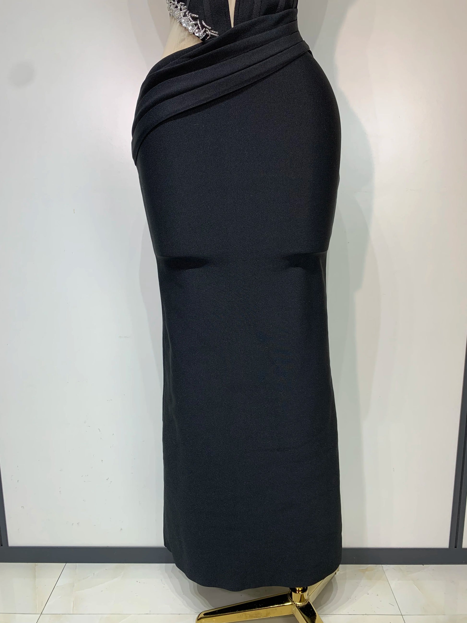 Women Sexy Evening Party Dress Crystal Beading High Quality Black Nightclub Prom Gown Formal Luxury Birthday Bandage Dresses