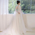 Boho Wedding Dress New French Style With Detachable Cap Luxury Embroidery Zipper With Buttones Ivory