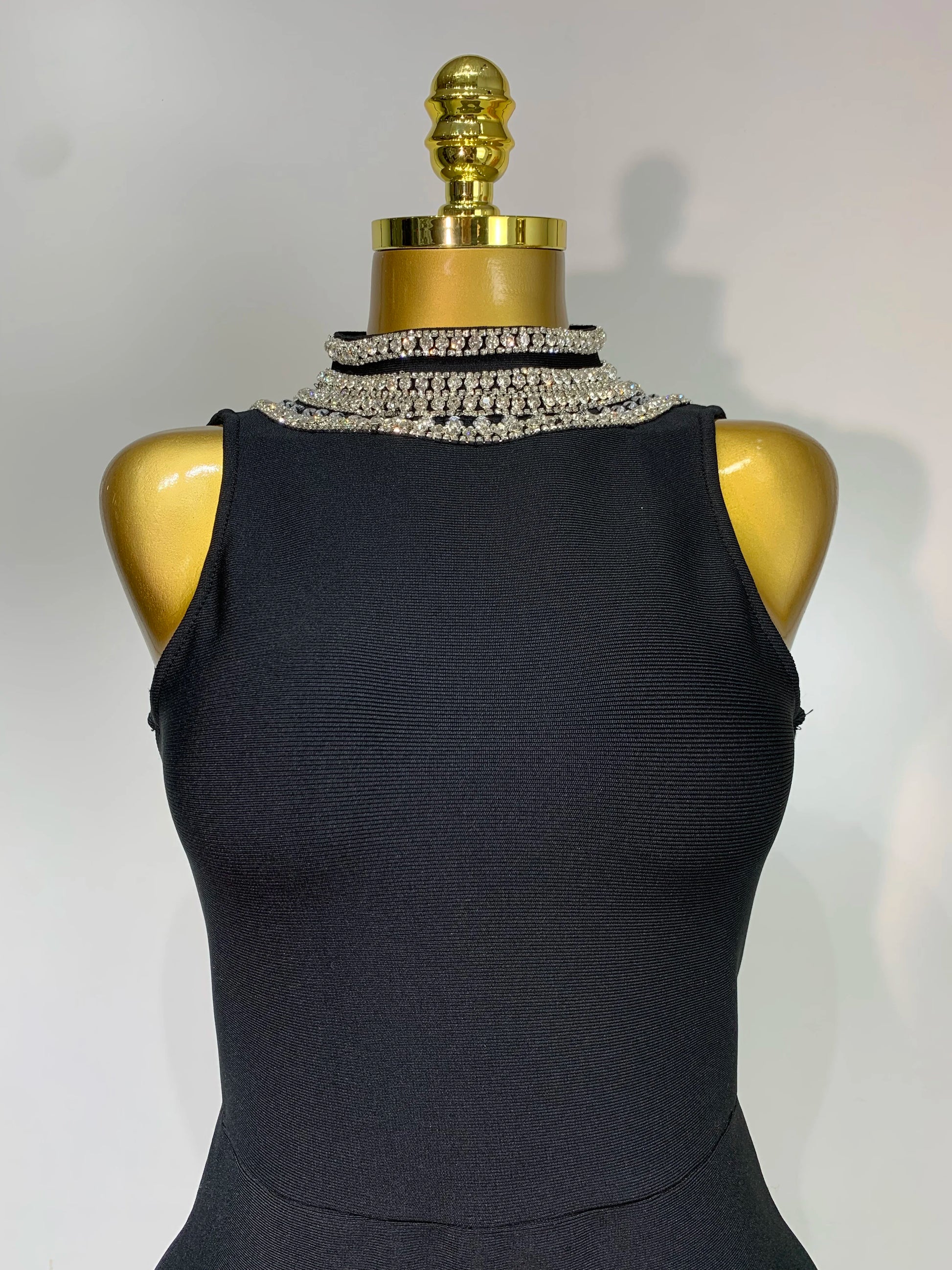 Celebirty Elegant Evening Party Vestido Women's Diamonds Beading Sleeveless Sexy Backless Bandage Dress Wedding Guest Prom Gown
