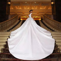 Bridal Gowns Satin Royal Train Wedding Dress Off The Shoulder Sweetheart Neck Zipper Back Custom Made Vestidos De Novia