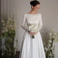 White A-Line Long Wedding Dresses Simple O-Neck Long Sleeve Bride Dress 2025 Boho Beach Wedding Prom Gowns Custom Size
