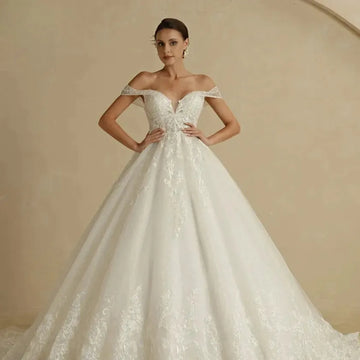 Vintage Princess Sweetheart Wedding Dress For Bride Sleeveless Appliques Bridal Ball Gown Off the Shoulder Vestido De Casamento As Picture