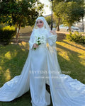 Luxury Muslim Wedding Dresses Mermaid Long Sleeve High Neck Satin Formal Bride Gowns Elegant Vestido De Novia Customized