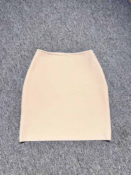 2024 New Women's Bandage Skirt Fashion Versatile Solid Color Tight Mini Skirt Black Red Orange Khaki White Pink Bandage Skirt Beige