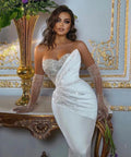 Sparkling Simple Off Shoulder Lace Mermaid Sleeveless Wedding Dresses Luxurious Sexy Sweetheart Floor Length Bridal Gown