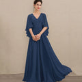 Customized V Neck Mother Dresses A Line Formal Bride Party Dress Lace Floor Length Elegant Occasion Gown robes invitée mariage picture color