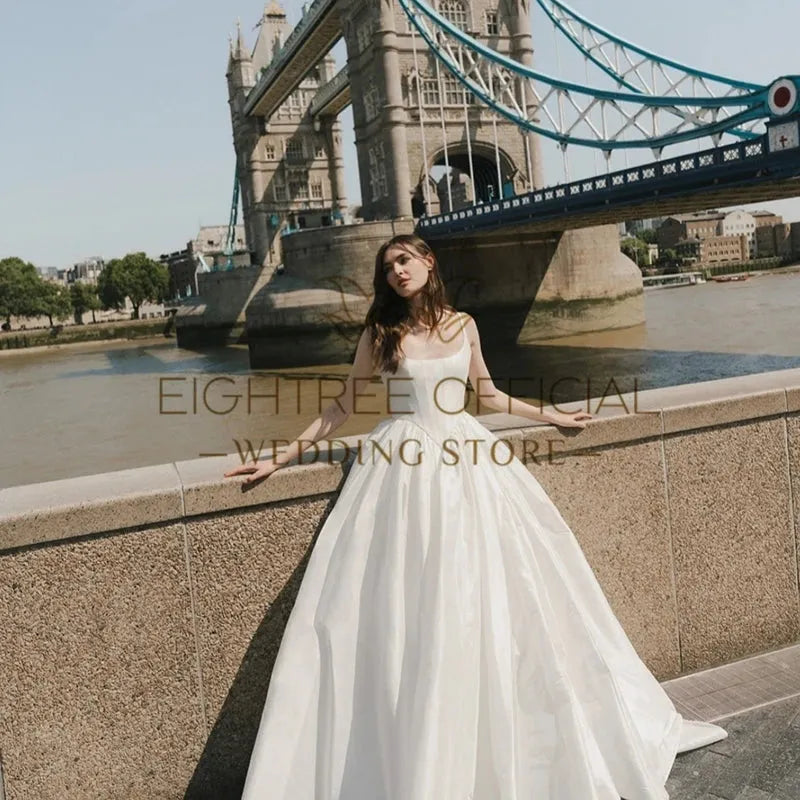 White A-Line Wedding Dresses Square Collar Sleeveless Long Bride Dress 2025 Boho Beach Wedding Prom Gowns Custom Size