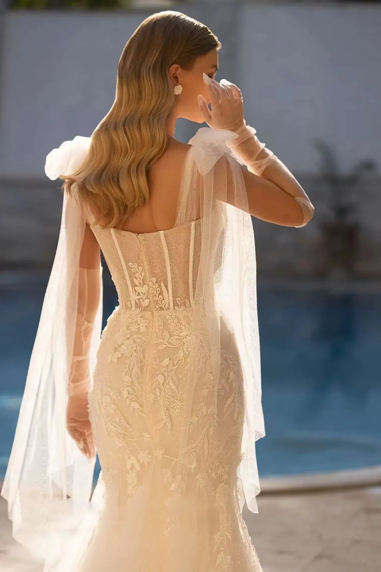 Sexy Strapless Bridal Dress Detachable Tail Lace Embroidery Mermaid Wedding Gown Plus Size Custom Made Vestido De Noiva