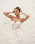 Boho Mermaid Wedding Dresses With Detachable Sleeves Sweetheart Corset Lace Appliques Wedding Gowns Elegant Bride Dress