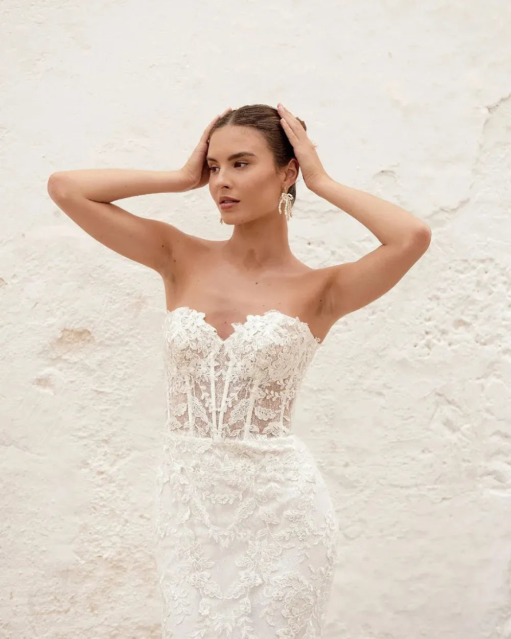 Boho Mermaid Wedding Dresses With Detachable Sleeves Sweetheart Corset Lace Appliques Wedding Gowns Elegant Bride Dress