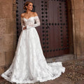 Elegant Princess Wedding Dresses A-Line Sweetheart Long Sleeve Wedding Gown Boho Bridal Prom Dress bestidos de novia White