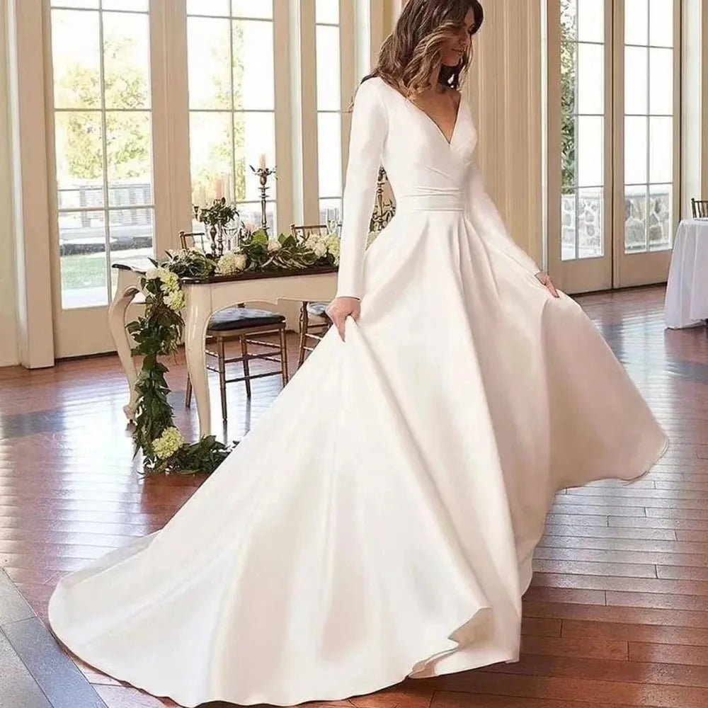 Boat Neck Ball Gown Wedding Dress Off the Shoulder Simple Vestido De Noiva Zipper Vestidos De Novia Custom Made