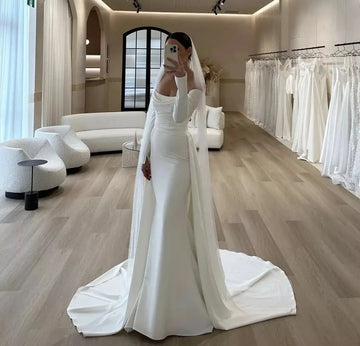 Sweetheart Wedding Dress Mermaid Soft Satin Bridal Gowns Chamring Romoveable Vestido De Novia Detachable Skirt Simpm Civil Robe White