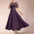 Customized Mother of Dresses Vintage A Line Applique Evening Gowns Tea-length Formal Bride Party Dress robes invitée mariage