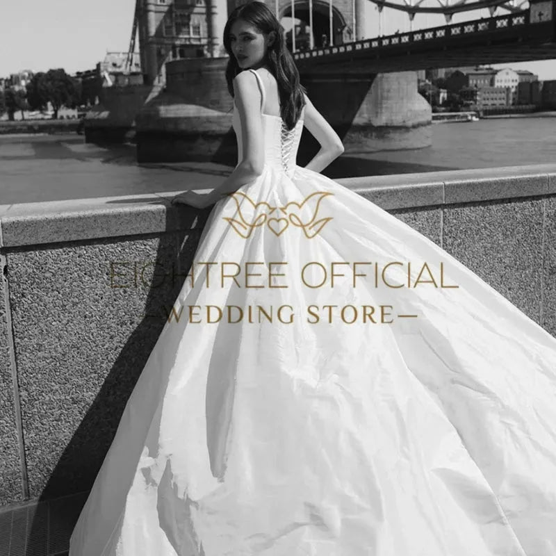 White A-Line Wedding Dresses Square Collar Sleeveless Long Bride Dress 2025 Boho Beach Wedding Prom Gowns Custom Size