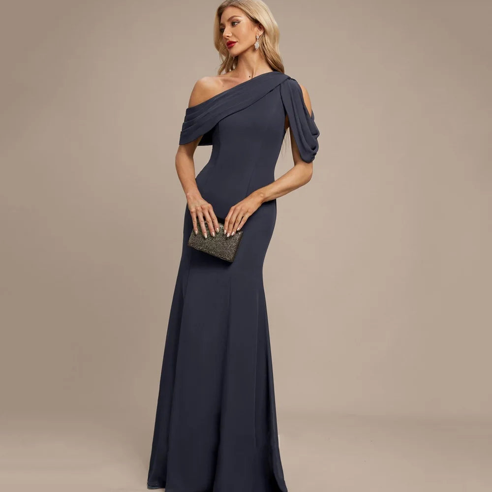 Mother Of The Bride Dress - Customized Elegant Dress Mermaid Off Shoulder Wedding Party Gowns Formal Occasion Chiffon Mother Dresses For Bride New Arrival picture color