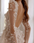 Boho Wedding Dress 3D Delicate Hand-embroidered Laces Leaves Sexy V Neckine Bridal Gowns Bride Evening Party