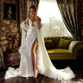 Women Mermaid Wedding Dresses 2025 Sweetheart Feather Bridal Dress With Shawl Formal Wedding Ball Prom Gowns Customized White