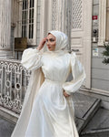 Elegant Muslim Wedding Dresses Long Sleeves Bride Dress with Cape Robe De Mariée Dubai Formal Prom Party Gowns Customized