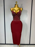 Sexy V-neck Black Red Bodycon Bandage Dress 2025 Women Celebrity Evening Prom Club Elegant Birthday Party Nightclub Dresses Burgundy