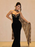 Sexy Leopard print ribbon strapless tight Long Dress Women black Corset Backless Bodycon Maxi Dresses Evening Party Gowns