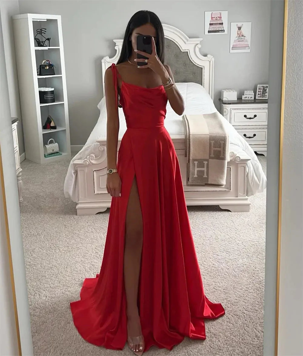 Vestido de baile de cetim com decote em forma de coração, elegante, al