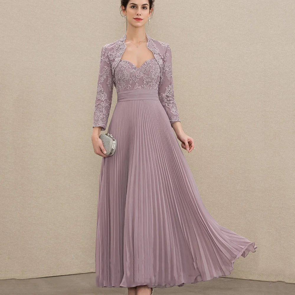 Mother Of The Bride Dress - Customized Elegant Chiffon Bridal Dress A Line Sweetheart Wedding Party Gowns Formal Occasion Applique Mother Dresses For Bride as picture