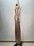 2024 Sexy Women'S Light Luxury Nail Bead Patchwork Sequin Maxi Dress Strapless Sleeveless Bodycon Backless Long Dresses Vestidos