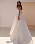 Refined fitted Pleat Satin Mermaid Wedding Dresses Side Slit Sweep train Train Formal Bridal Grown Rode De Morrie