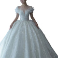 Princess Sexy Luxury Crystal Beaded Wedding Dress Puff Tulle White Wedding Gown Simple Bride Dress Women Off White Floor
