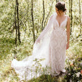 Boho Lightweight Wedding Dress Mermaid Lace Spaghetti Straps Deep V Neck Bare Backless Illsuion Cutouts Beach Bridal Gowns Ivory