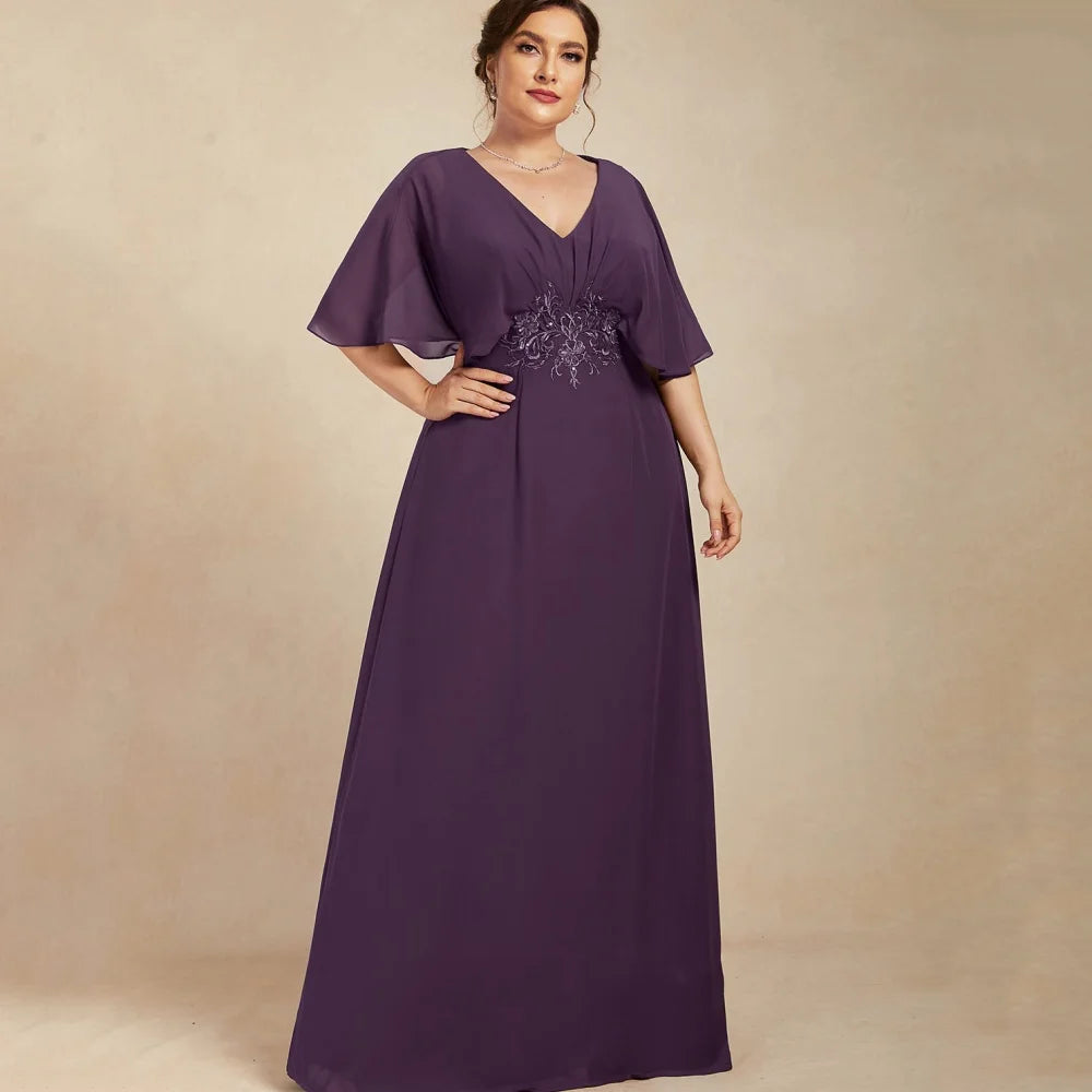 V Neck Customized Mother Dresses Formal Mermaid Bride Party Dress Lace Floor Length Occasion Gown Elegant robes invitée mariage