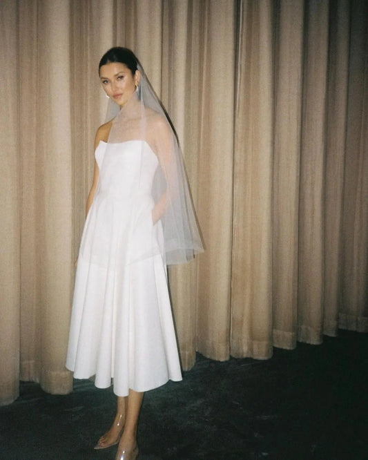 Short Wedding Party Dresses Elegant Simple Mini Bridal Gowns Bridal Dress For Women Dinner Reception Wedding Gowns As Picture 2