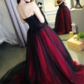 Burgundy Prom Dresses Off Shoulder Vestidos De Fiesta Graceful Lace-up Back Sleeveless Beaded Upper Evening Dress
