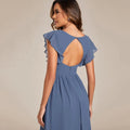 Customized Mother of Dresses A Line Elegant V Neck Bride Party Dress Short Sleeve Chiffon Evening Gowns robes invitée mariage